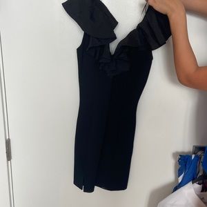 Bershka black mini dress with V neck